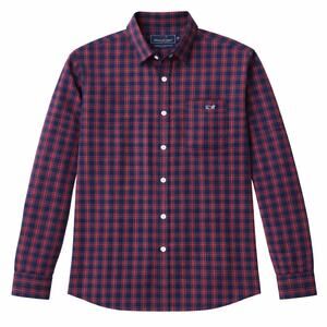 Vineyard Vines plaid button down long sleeve cotton top. Red and Blue. Men XL